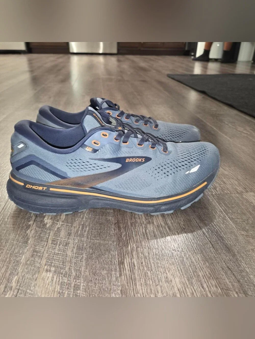Brooks Men's Running Shoes - Navy Blue with Orange Accents Soze 9.5